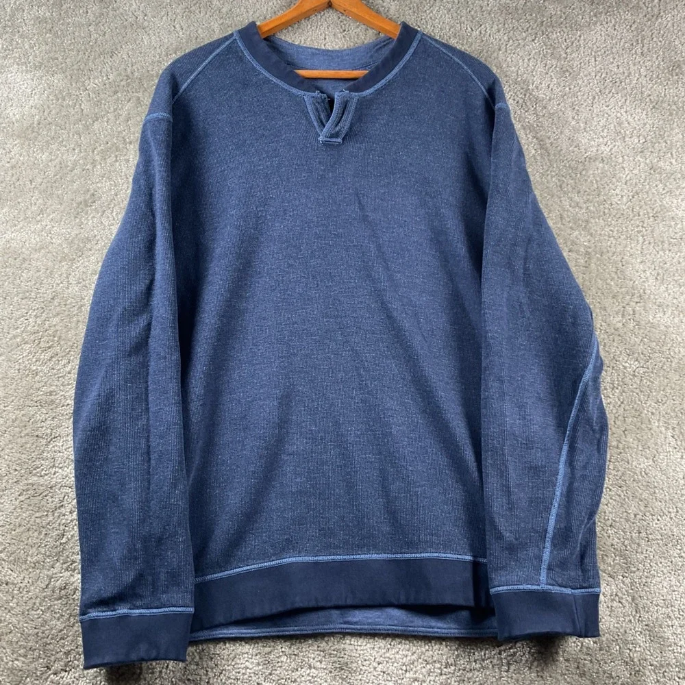 Tommy Bahama Pullover Men X Large( see measurements)Blue Split Neck Marlin Logo